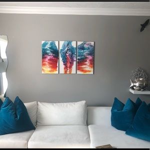 Wall art canvas 3D colorful raindrops